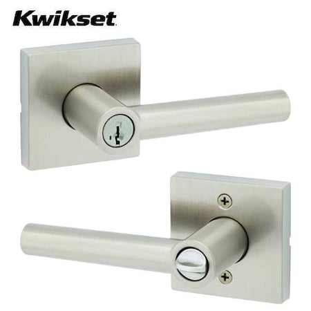 Kwikset Milan entry Lever with Square Rose / Satin Nickel KWS-740MIL-SMT-SQT-15